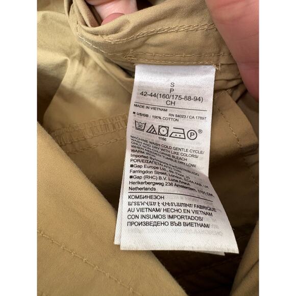 Banana Republic Poplin Jumpsuit Size Small Utility Tan Flightsuit Oversized Chic - Picture 6 of 14